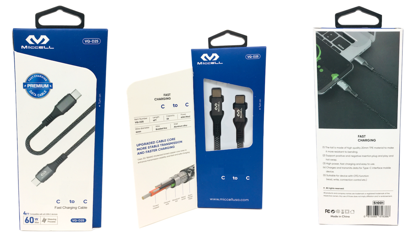 S1001 Miccell Premium Quick Charge C to C Cable 60W (VQ-D25)